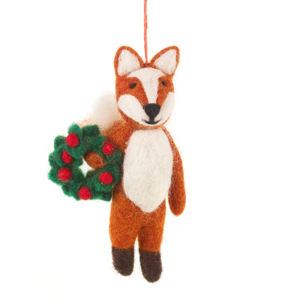 Handcrafted Felt Festive Finley the Fox Christmas Decoration from Felt so Good for sale at Mostyn