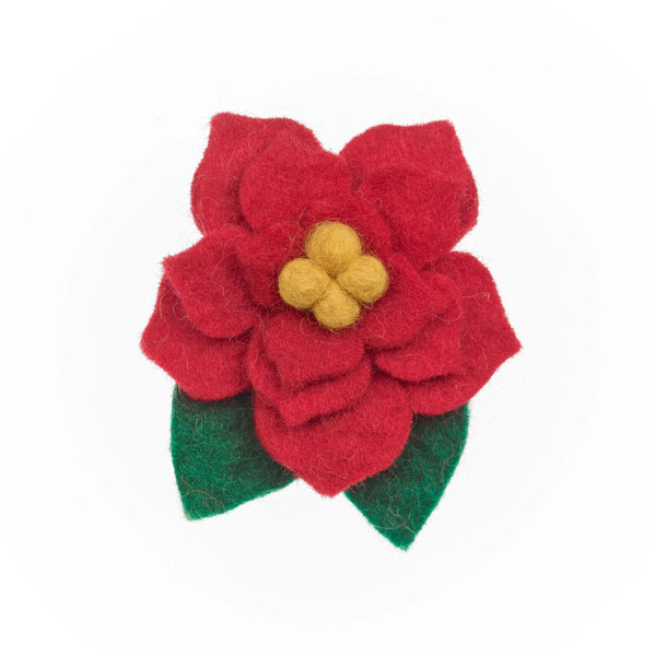 Handcrafted Felt Poinsettia Brooch from Felt so Good for sale at Mostyn