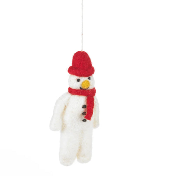 Handcrafted Mr Snowman Felt Christmas Decoration from Felt so Good for sale at Mostyn