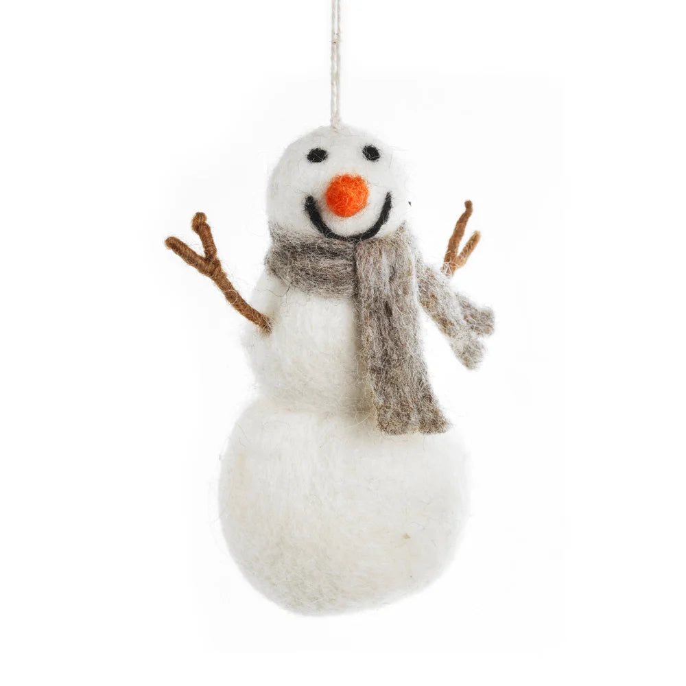 Handcrafted Norman the Snowman Felt Christmas Decoration from Felt so Good for sale at Mostyn