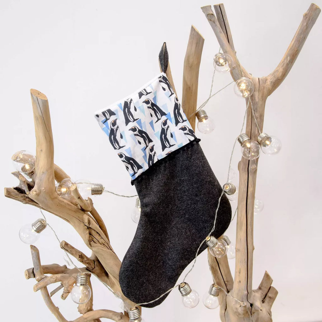Handcrafted African Penguin Christmas Stocking from The Owlery for sale at Mostyn