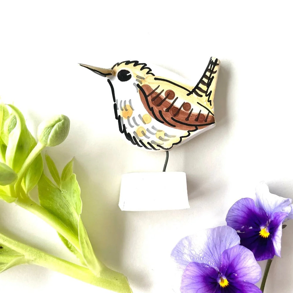 Handcrafted Ceramic Wren Ornament from Louise Crookenden Johnson for sale at Mostyn