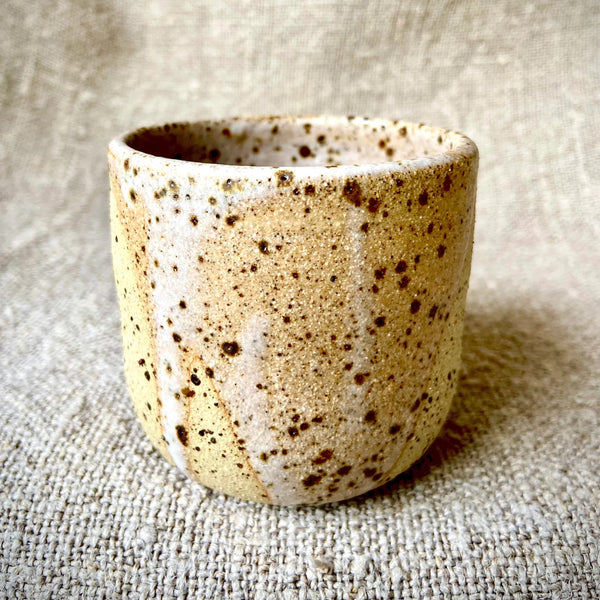 Handcrafted Cilcain Ceramic Tea Bowl Flecked Clay with White Glaze from Sarah Bartlem for sale at Mostyn