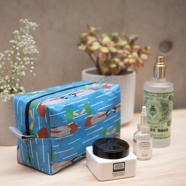Handcrafted Duck Print Fabric Wash Bag from The Owlery for sale at Mostyn