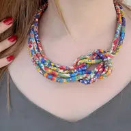 Handcrafted Margaret Annie Liberty Print Fabric Reef Knot Necklace from Bunny Bosworth for sale at Mostyn