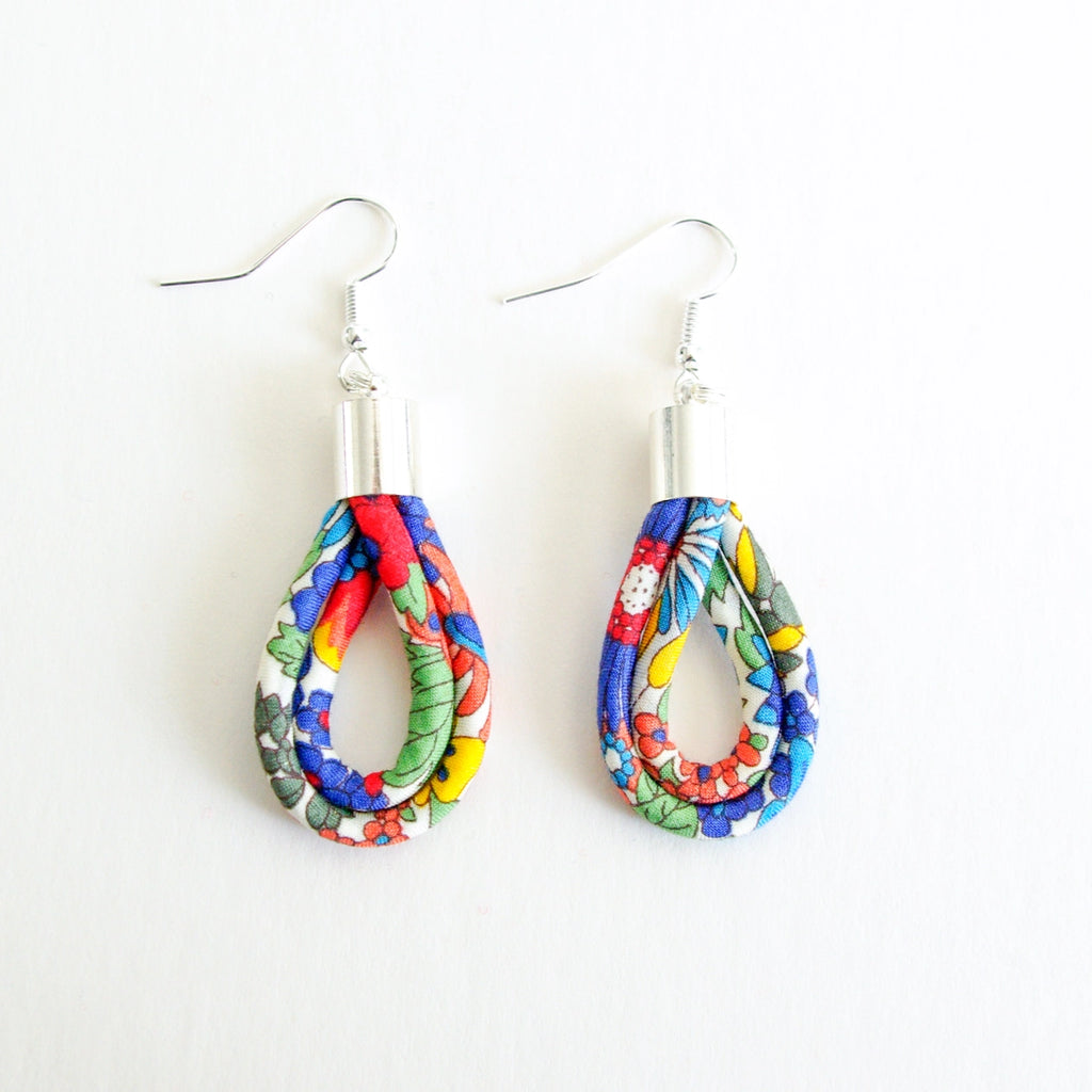 Handcrafted Margaret Annie Liberty Print Fabric Teardrop Earrings from Bunny Bosworth for sale at Mostyn