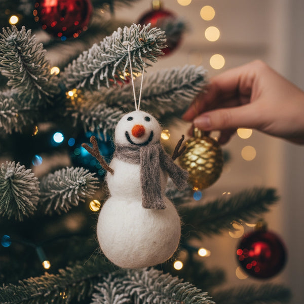 Handcrafted Norman the Snowman Felt Christmas Decoration from Felt so Good for sale at Mostyn