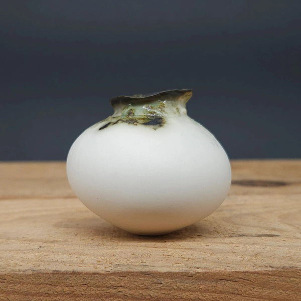 Handcrafted Round Slip Cast Porcelain Vessel White with Oxides from Debbie Nairn for sale at Mostyn