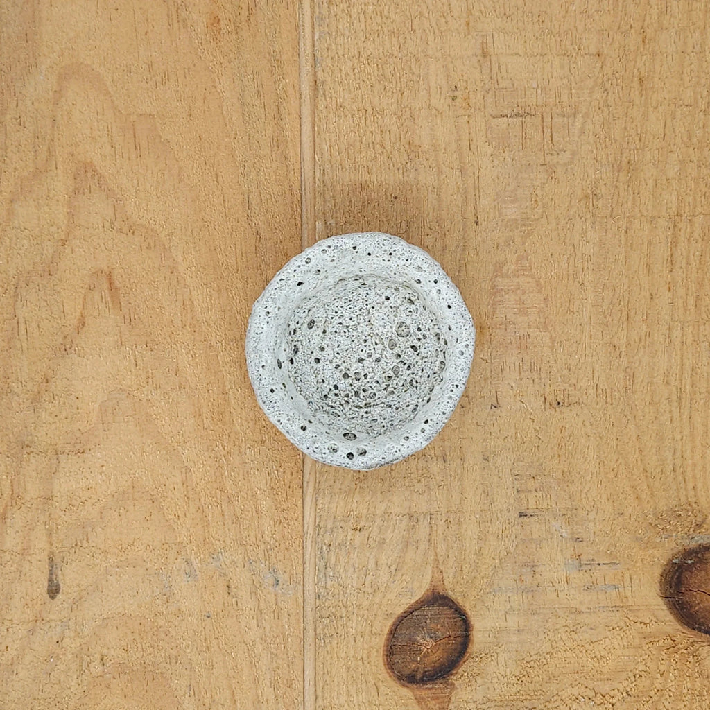 Handcrafted Stoneware Pinch Pot with White Lava Glaze from Gary Edwards for sale at Mostyn