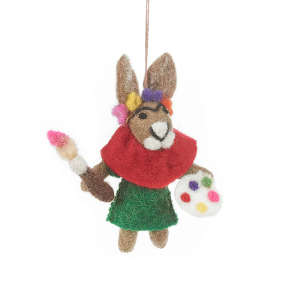 Handmade Felt Frida Kahlo Hare Hanging Decoration from Felt so Good for sale at Mostyn