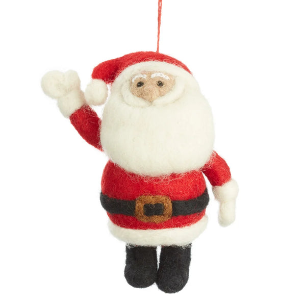 Handmade Felt Round Santa Christmas Tree Hanging Decoration from Felt so Good for sale at Mostyn