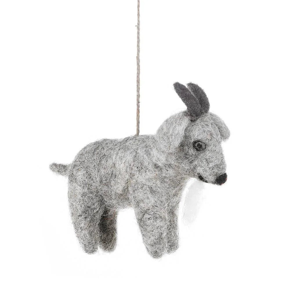 Handmade Gertie the Goat Felt Hanging Decoration from Felt so Good for sale at Mostyn