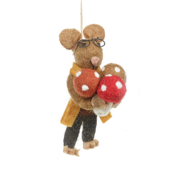 Handmade Needle Felt Oliver the Mouse Hanging Autumnal Decoration from Felt so Goof for sale at Mostyn