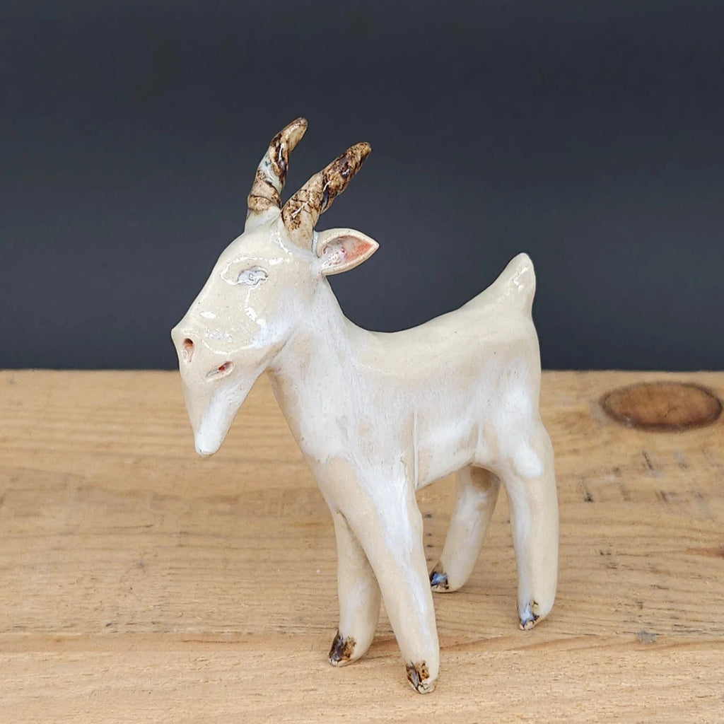Handmade Ceramic Cheeky Llandudno Goat from Louise Schrempft for sale at Mostyn