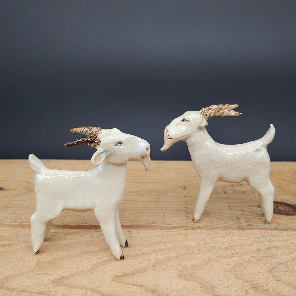 Handmade Ceramic Cheeky Llandudno Goat from Louise Schrempft for sale at Mostyn