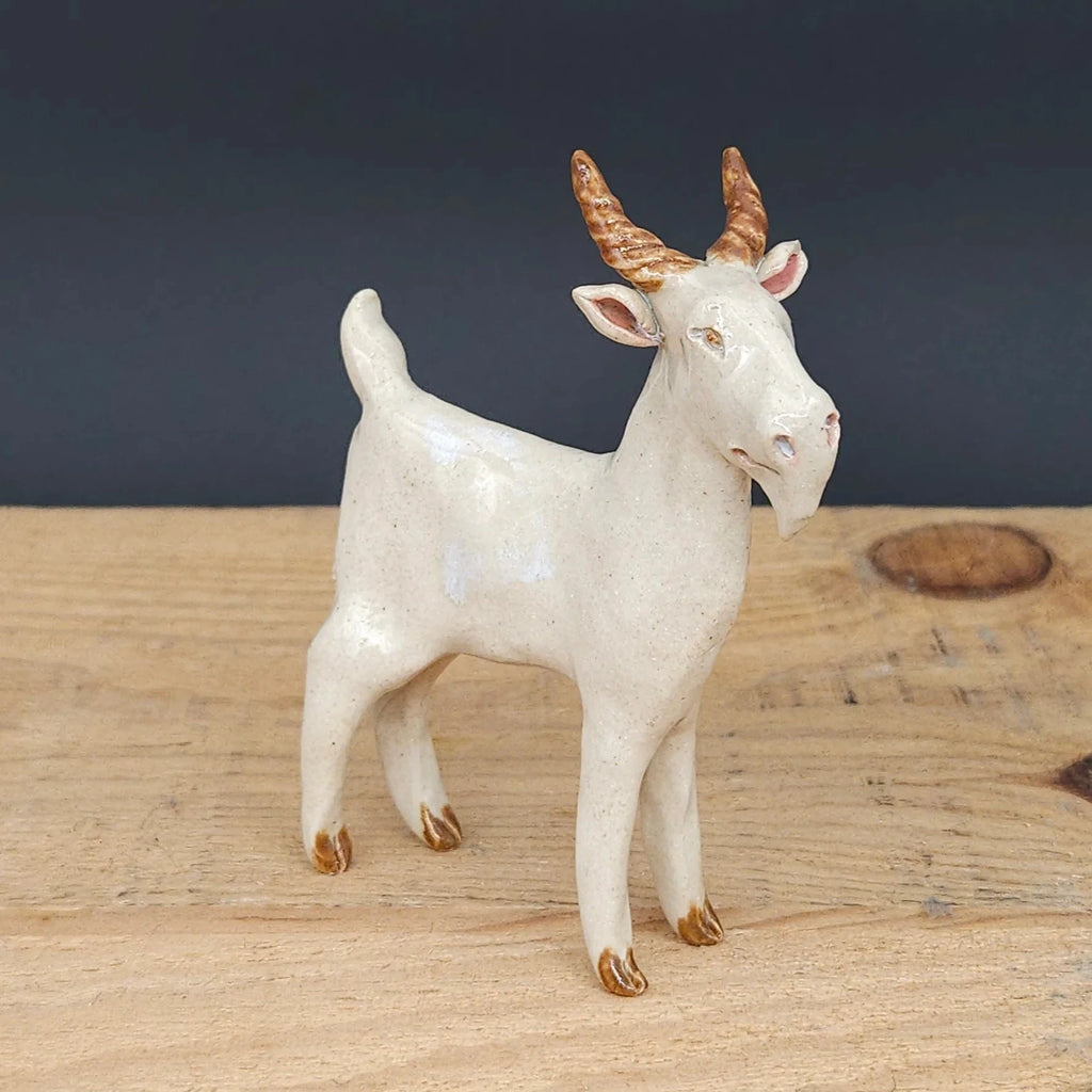 Handmade Ceramic Cheeky Llandudno Goat from Louise Schrempft for sale at Mostyn