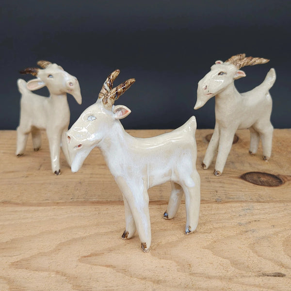 Handmade Ceramic Cheeky Llandudno Goat from Louise Schrempft for sale at Mostyn