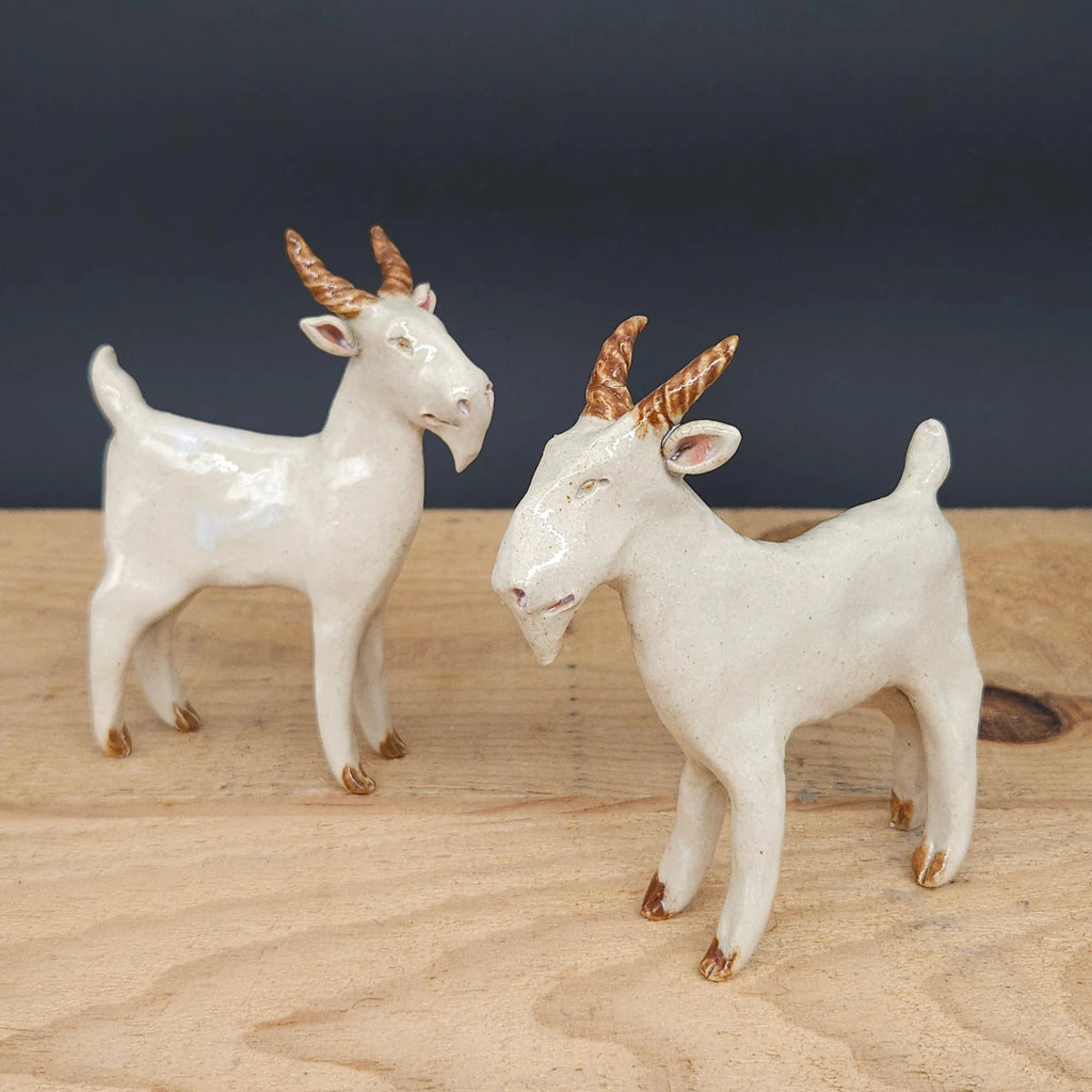 Handmade Ceramic Cheeky Llandudno Goat from Louise Schrempft for sale at Mostyn