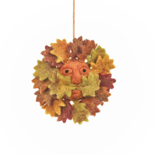 Handmade Felt Autumnal Green Man Hanging Decoration by Felt so Good for sale at Mostyn