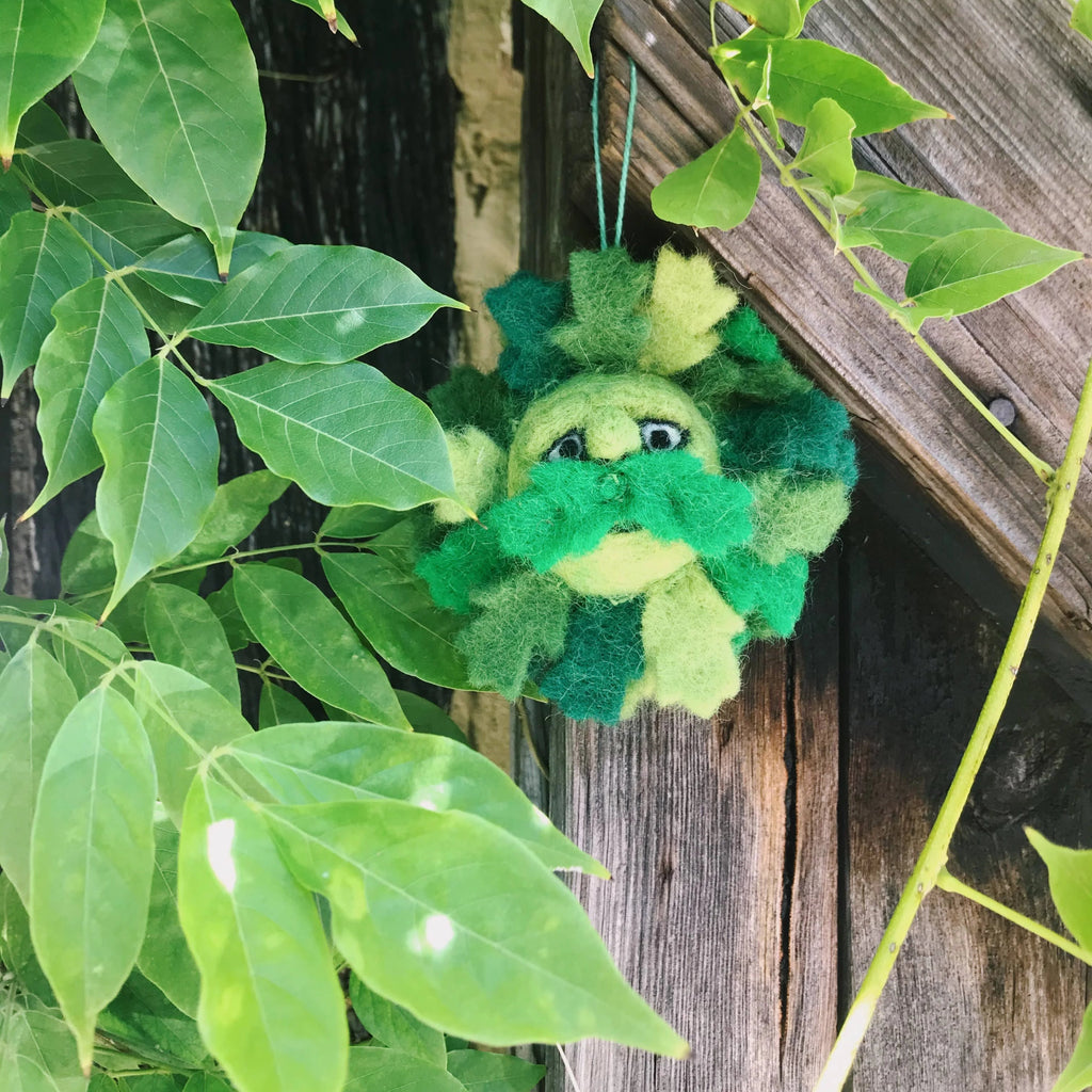 Handmade Felt Green Man Hanging Decoration by Felt So Good for sale at Mostyn
