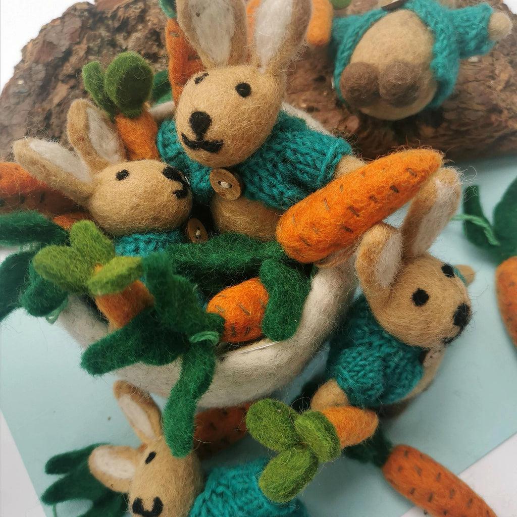 Handmade Felt Rabbit in Cardigan Hanging Decoration from Felt so Good for sale at Mostyn