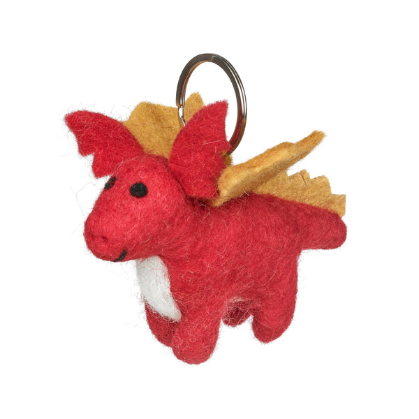 Handmade Felt Welsh Red Dragon Keyring by Felt so Good for sale at Mostyn