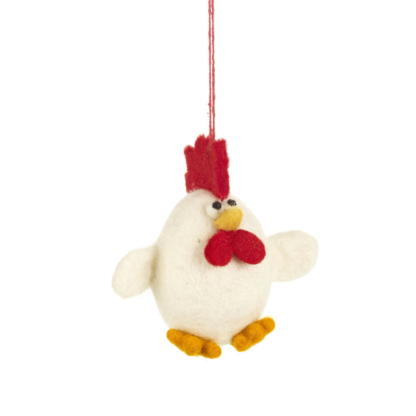Handmade Needle Felt Amelia Eggheart Chicken Hanging Decoration from Felt so Good for sale at Mostyn