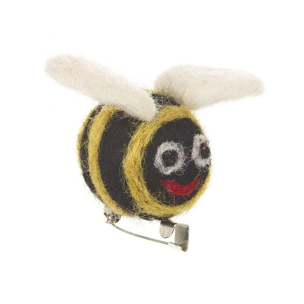 Handmade_Needle_Felt_Bee_Brooch_from_Felt_so_Good for sale at Mostyn