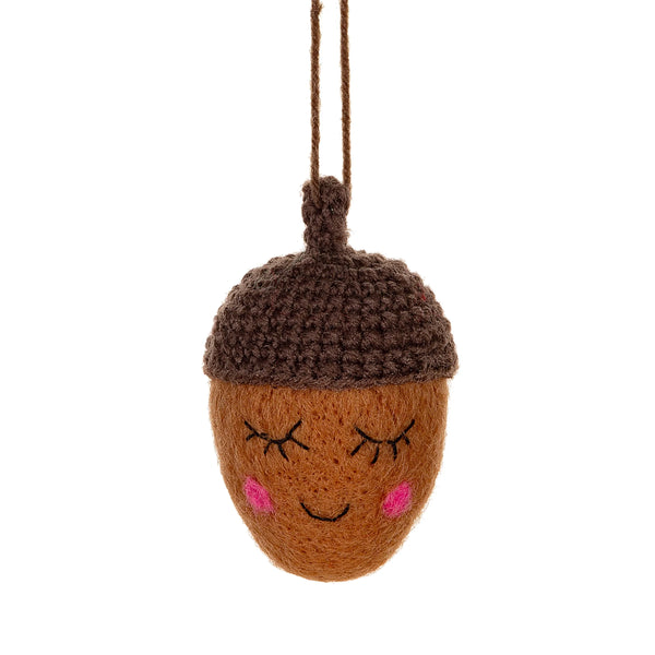 Happy Acorn Felt Hanging Autumn Decoration from Sass and Belle for sale at Mostyn