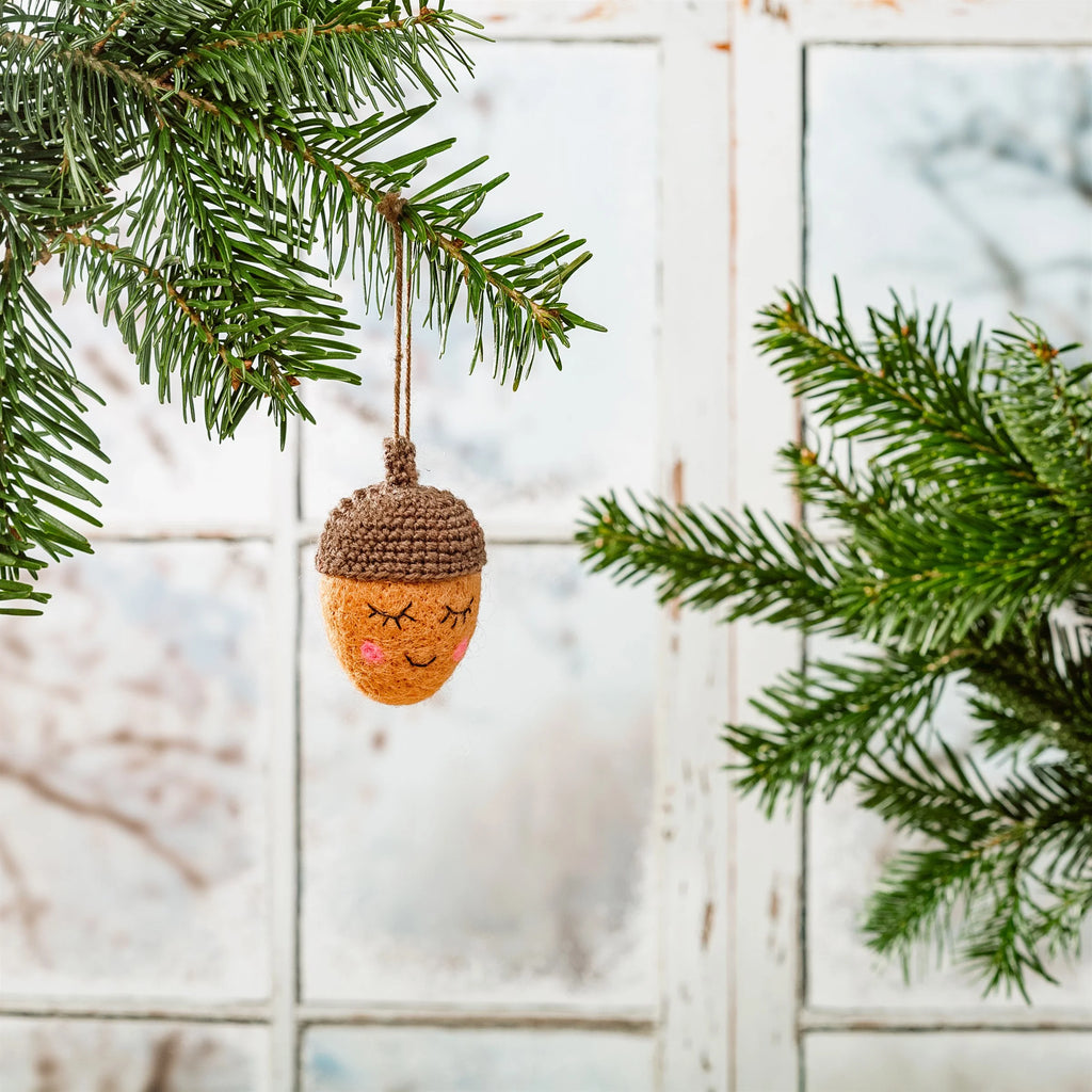 This Happy Acorn Felt Hanging Autumn Decoration from Sass and Belle for sale at Mostyn