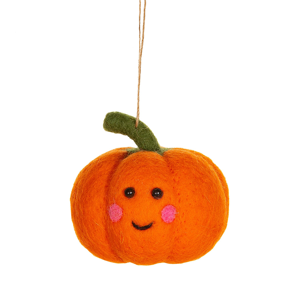 Happy Pumpkin Felt Hanging Autumn Decoration from Sass and Belle for sale at Mostyn