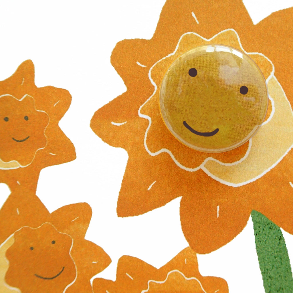 Happy Daffodils Greeting Card with Badge from The Black Rabbit for sale at Mostyn 2