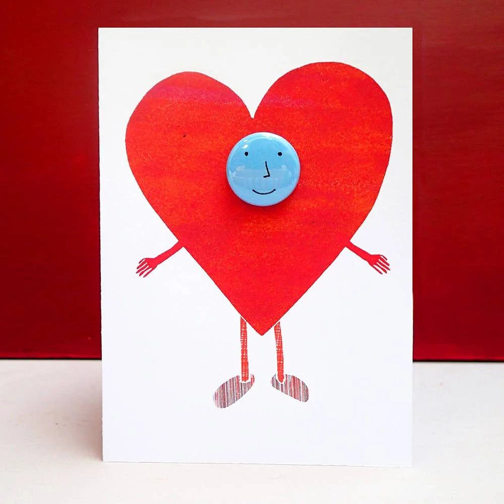 Heart Costume Valentines Card with Badge by The Black Rabbit for sale at Mostyn