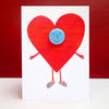 Heart Costume Valentines Card with Badge by The Black Rabbit for sale at Mostyn
