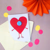 Heart Costume Valentines Card with Badge by The Black Rabbit for sale at Mostyn
