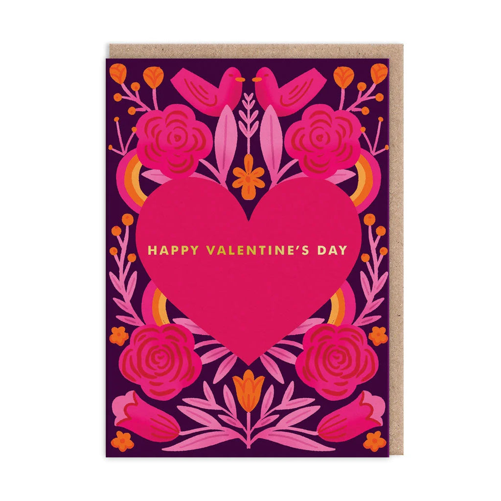 Heart Flowers and Birds Valentine's Day Card from Ohh Deer for sale at Mostyn
