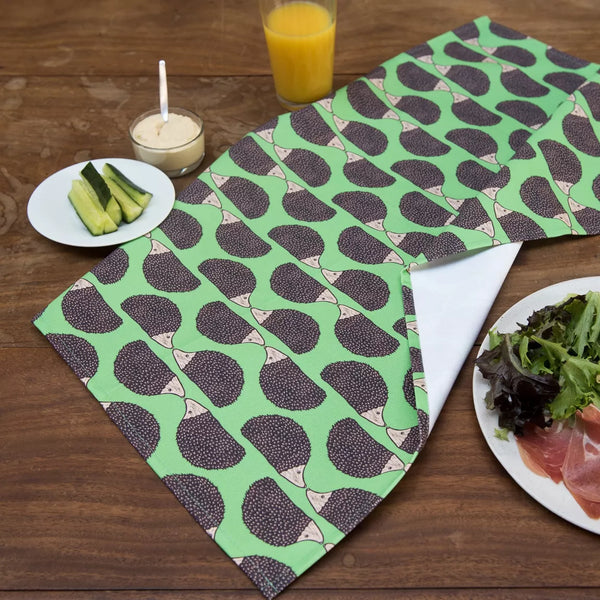 Hedgehog Print Cotton Tea Towel from The Owlery for sale at Mostyn