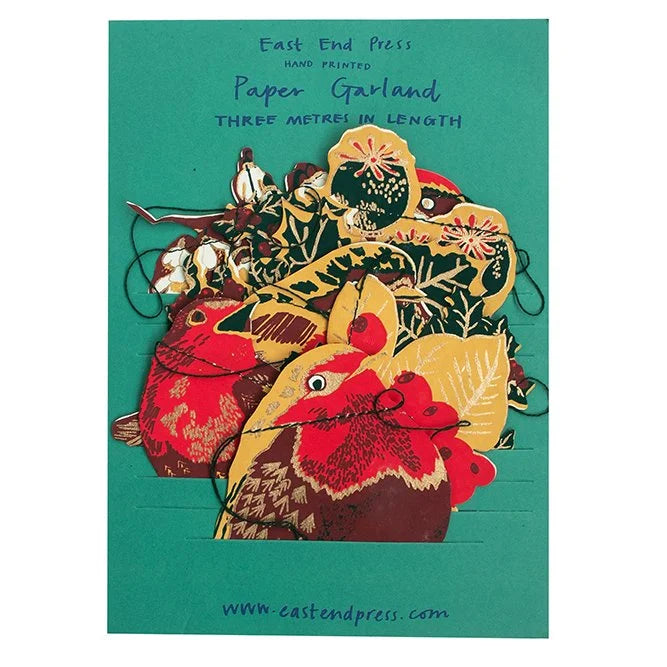 HedgerowHandPrintedPaperGarland2fromEastEndPress for sale at Mostyn
