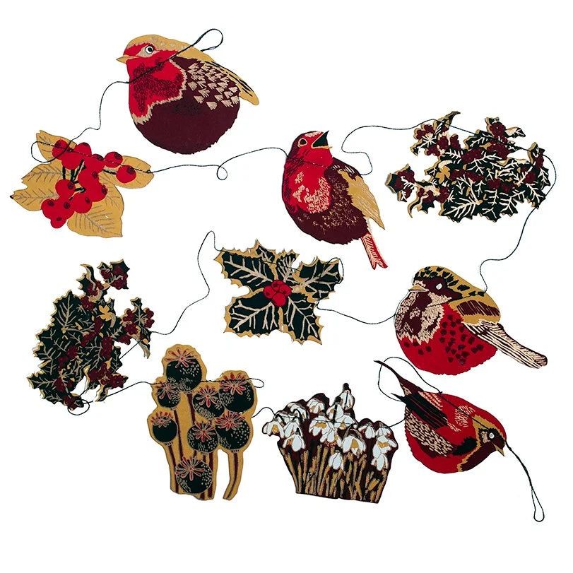 HedgerowHandPrintedPaperGarland3fromEastEndPress for sale at Mostyn