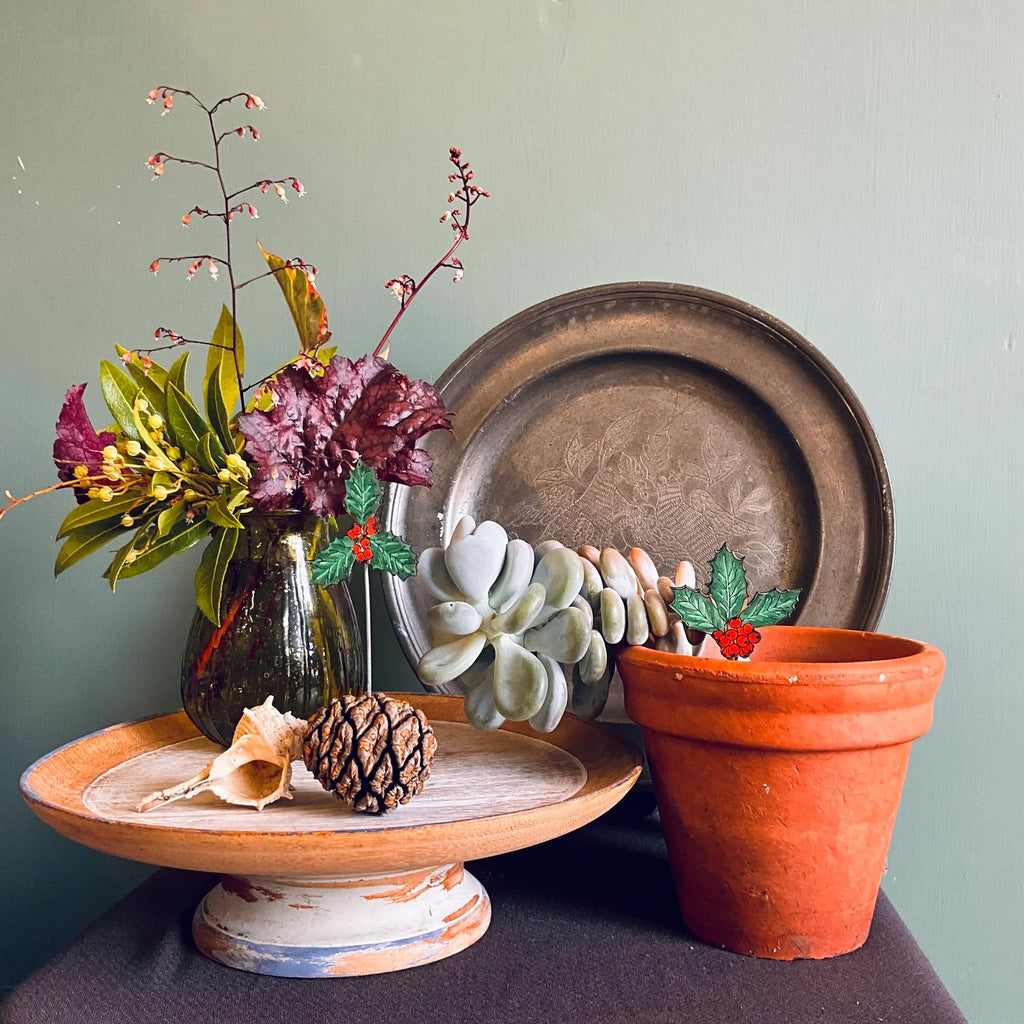 Holly Leaf Plant Pot Companions from Lily Faith for sale at Mostyn