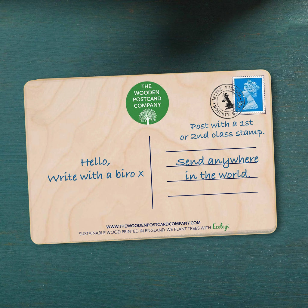 I LOVE YOU Sustainable Wooden Postcard from The Wooden Postcard Company for sale at Mostyn