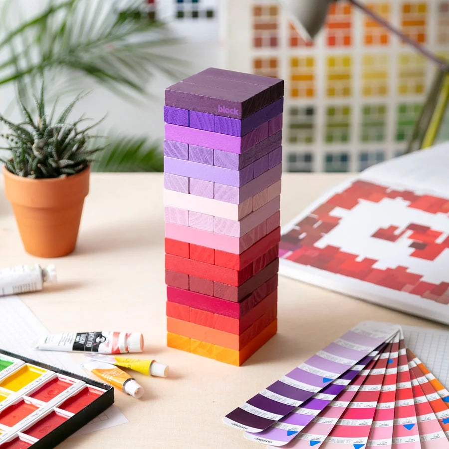 Idle Hands Warm Purple Wooden Gradient Tower from Block Design for sale at Mostyn