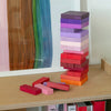 Idle Hands Warm Purple Wooden Gradient Tower from Block Design for sale at mostyn