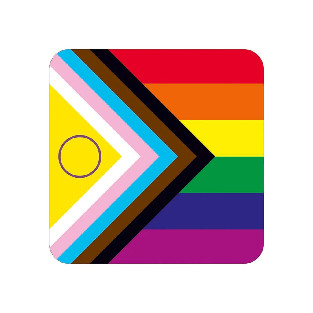 Intersex Progress Pride Flag Drinks Coaster by Dean Morris Cards for sale at Mostyn