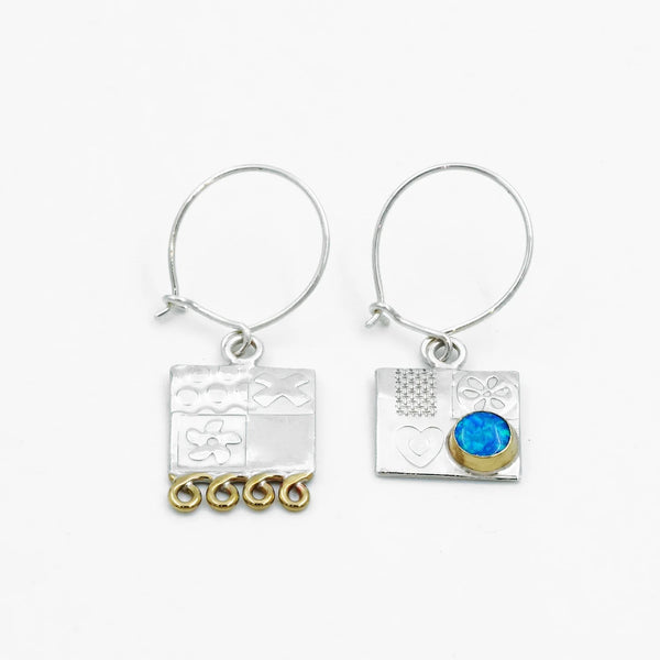 A Small Silver Earrings with Blue Opal Triplet from John and Dawn Field for sale at Mostyn.