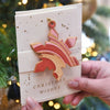 Joyful Red Snowflake Hand Marbled Christmas Decoration Greeting Card from Paper Mirchi for sale at Mostyn