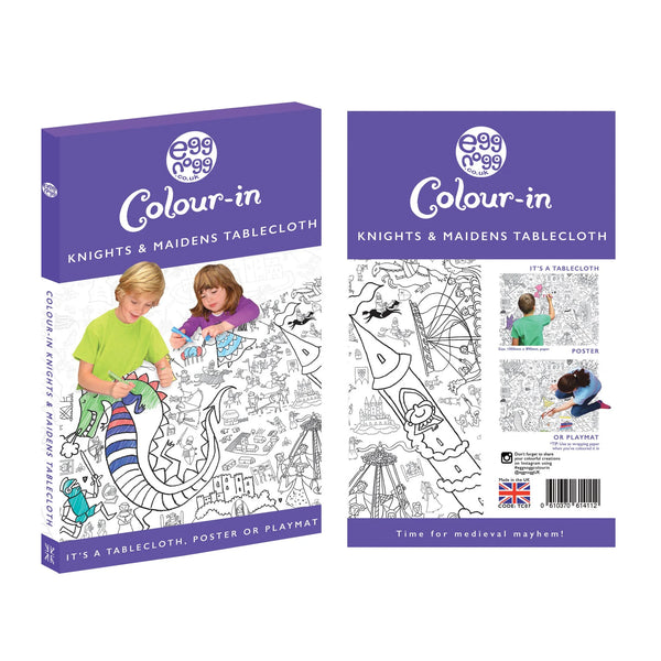 Knight and Maiden Giant Colouring In Poster Tablecloth by Eggnog colour in for sale at Mostyn