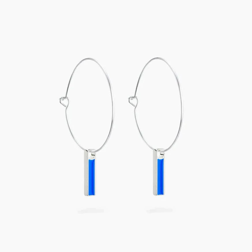 Blue Boulevard Rectangle Hoop Earrings from Koa Jewellery for sale at Mostyn