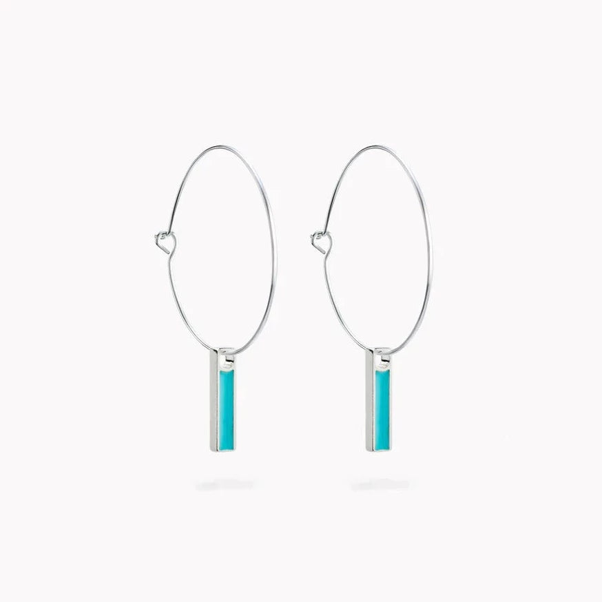 Turquoise Boulevard Rectangle Hoop Earrings from Koa Jewellery for sale at Mostyn