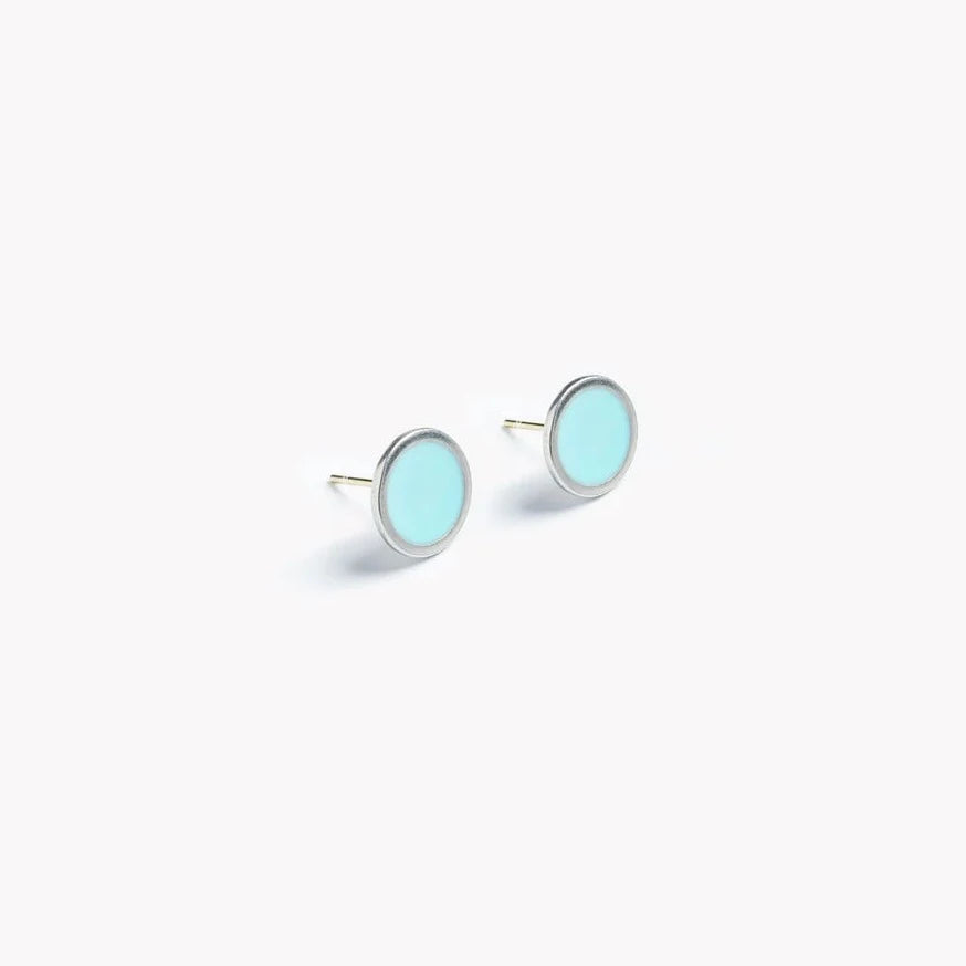 Silken Turquoise Circular Stud Earrings from Koa Jewellery for sale at Mostyn